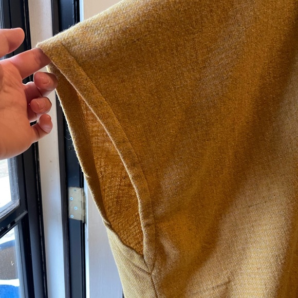 Lost Petal Linens zip up short sleeve top. For women. Mustard color. One size - Picture 5 of 10